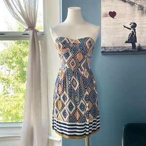 Boho printed strapless dress | Size M